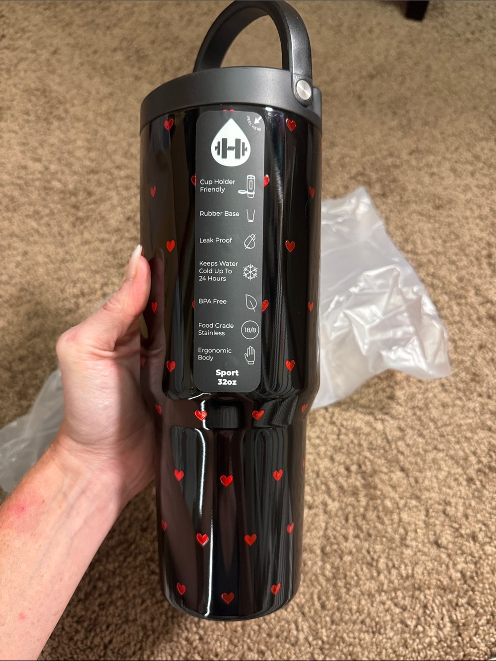 NWT HydroJug 32oz Queen Of Hearts Sport Valentine's Day